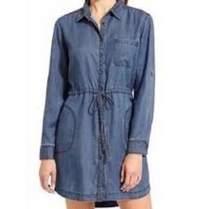 Athleta chambray long sleeve button up dress size small